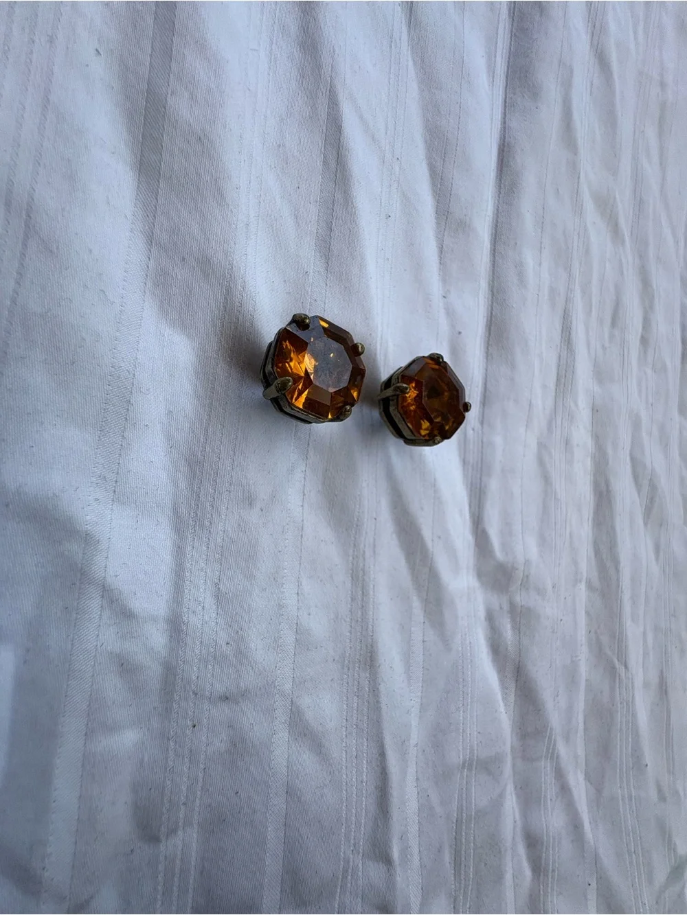 Amber Faceted Crystal Clip-On Earrings